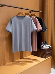 Men's T Shirts T-shirts For Summer 2024 High Quality Comfortable Mulberry Silk Cotton Casual O-Neck Short-sleeved T-shirt Base