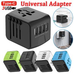 Universal Travel Plug Adapter 3 USB 1 Type C Ports World Travel AC Power Charger Adapter AU US UK EU Converter Adapter Connector