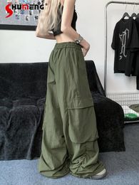 Women's Pants Men's And Cargo Straight American Streetwear Overalls Sweet Girl's Wrinkle Quick-Drying Thin Waterproof Trousers