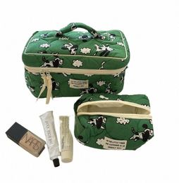 cute Dog Sheep Pattern Cott W Bag Flap Storage Bags Portable Soft Large Capacity Makeup Pouch with Zipper E7Gl#