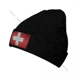 Berets Unisex Winter Hat Switzerland Flag Vintage Warm Beanie Cap Casual Knitted