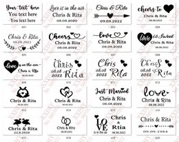 100pcs Personalized Wedding Transparent Stickers Bubble Labels, Labels, Gold/ whit customize (not bottles)