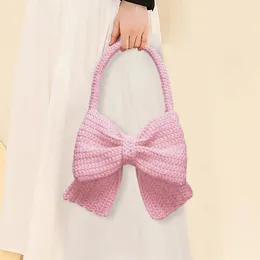 Shoulder Bags Crochet Bow Bag Knit Handbag Cute Crossbody Fashion Underarm Aesthetic Everyday Purse For Women And Girls