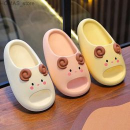 home shoes New Summer Cute Cartoon Lamb Design Children Slippers Non-slip Platform Slides Sandals For Boys Girl Home Flip Flops Kids Shoes Y240401