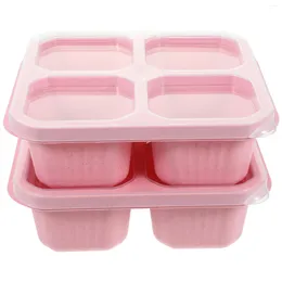 Dinnerware 2 Pcs Compartment Snack Container Tray Nut Candy Serving Case Nuts Storage With Cover Cookies