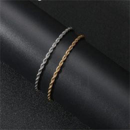 Twisted Rope Punk Bracelet 4MM Gold Stainless Steel Gold Chain Fashion Jewellery AB53