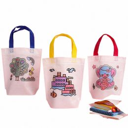 blank N-Woven Handbag for women Creative DIY Graffiti Carto Pattern Reusable Shop Bag Cloth Canvas Eco Handle Bag Tote b1WF#