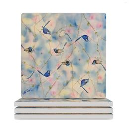 Table Mats Blue Wrens Ceramic Coasters (Square) For Drinks Aesthetic Tea Cups Cup Mat Coffee