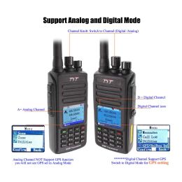 TYT MD-UV390 10W Walkie Talkie GPS AES 256 Two Way Radio Dual Band VHF/UHF Digital IP67 Waterproof DMR Radio With Cable