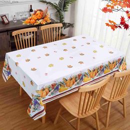 Table Cloth Autumn Thanksgiving Pumpkin Leaves Rectangle Tablecloth Kitchen Table Decor Reusable Waterproof Tablecloth Party Decorations Y240401