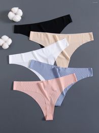 Women's Panties 5 PCS/Lot Women Seamless Underwear Sexy Briefs Solid Mid-Waist Plus-size Comfortable Ultra-thin