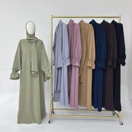 Ethnic Clothing One Piece Jilbab Prayer Abaya With Integrated Hijab Scarf Zipper Front Dubai Luxury Islamic Clothes Muslim Dress Women