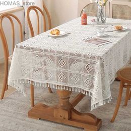 Table Cloth Skeletonized Rustic Style Handmade Crochet Tablecloth Woven Crochet Towel Party Home Dining Table Cover Decorative Y240401