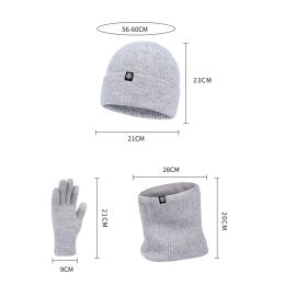 3pcs Winter Beanie Hat Gloves Snood Scarf Set Skull Caps Thickened Fleece Lined Neck Cashmere Scarves Cap Set For Men Women