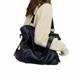 large Capacity Black Shoulder Bags For Women Large Shopper Bag Solid Color Soft Leather Crossbody Handbag Lady Travel Tote Bag L2Vt#