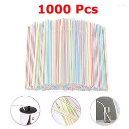 Disposable Cups Straws 1000 Pcs Plastic For Drinking Bar Party Supplies Flexible Rietjes Cocktail Colorful Striped Straw Kitchenware