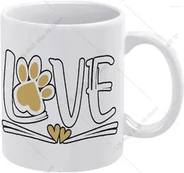 Mugs Cute Love Dog White Ceramic Coffee Mug Printed Patterns Funny Tea Cups With Handle 330ml Milk Cup