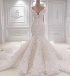 2022 Bridal Gowns Vestido De Noiva Lace 3D Flowers Wedding Dresses Spring Designer New Crystal Pearls Embroidery For Church7099723