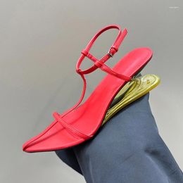 Dress Shoes Exquisite Female Wedges Sandals Summer Real Leather Material Appear Thin Banquet Narrow Band Design Ladies Pumps