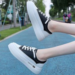 Casual Shoes Women's 2024 Spring Platform White Fashion Korean Flat Sneakers Women Lace Up Vulcanized