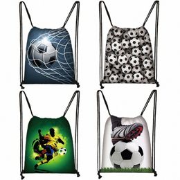 cool Footbally / Soccerly Print Drawstring Bag Men Fi Storage Bag Teenager Boy Casual Backpack Travel Bags Bookbag Gift z4Hx#