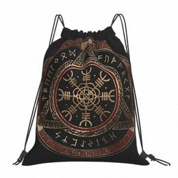 the Helm Of Awe V-Viking Age Cool Kawaii Drawstring Bags Shop Shoe Clothes Storage Multi-functi Teen Portable Rucksack 70rR#