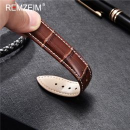 Calfskin Leather Watch Strap 18mm 20mm 22mm 24mm Watchband For Women Men Watch Accessories Solid Buckle Black Brown