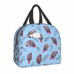 african Grey Parrot Portable Lunch Box for Women Kids School Cooler Thermal Food Insulated Lunch Bag Tote Picnic Storage Bag R8J6#