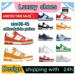 New designer shoes Embossed Trainer Sneaker white black sky blue green denim pink red luxurys mens casual sneakers low womens trainers Size 36-45