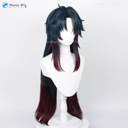 WigsCosplay 100cm Blade Cosplay Wig Dark Blue Gradient Dark Red Wigs Heat Resistant Synthetic Hair Party Anime Wigs