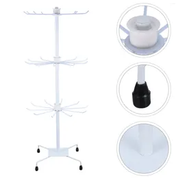 Hooks 1Pc Metal Hat Display Stand Rotating 3-Tier Storage Rack Headwear