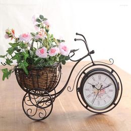 Table Clocks Fashion Creative Large Iron Art Bicycle Seat Clock Modern Quartz Rural Double-sided Mute Living Room LB33008