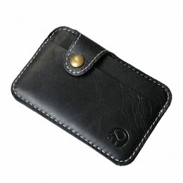 retro Leather Credit Busin Mini Card Wallet 2024 Cvenient Man Women Smart Wallet Busin Card Holder C Wallet Card Case J2dC#