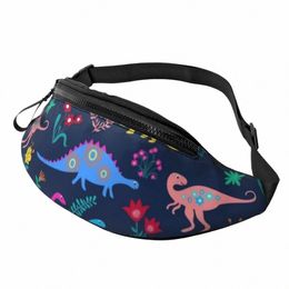 cute Dinosaur Waist Bag Carto Animal Print Picture Polyester Waist Pack Hiking Male Bag T7r0#