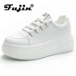 Casual Shoes Fujin 6cm Cow Genuine Leather Platform Wedge Chunky Sneaker Ladies Comfy Spring Autumn Vulcanize Fashion Thick 2024