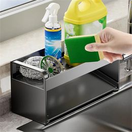 Kitchen Storage Sink Rack Sponge Holder Auto Draining Tray For Gadgets Organiser Soap Dishcloth Towel Philtre