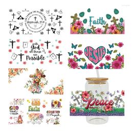 Window Stickers UV DTF Transfer Sticker Faith For The 16oz Libbey Glasses Wraps Bottles Cup Can DIY Waterproof Custom Decals D7743