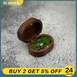 Jewellery Pouches Wooden Ring Box Small Holder Case Necklace Velvet Pillow Earrings Display Retro Transparent Flip Cover