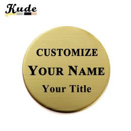 3cm Engrave Your Logo Text Plate Customise Round Badge Personalise Brooch Pin Double Sided Tape Magnet ID Door Mail Box Name Tag