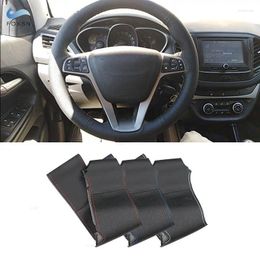 Steering Wheel Covers For Lada Vesta Xray 2024 - Car Interior Cover Hand Stitched Perforated Leather With Needles & Threads Kits