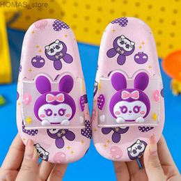 home shoes Aged 2-10 Children Summer Slippers Cartoon Rabbit Dinosaur Cats Sandal Boys Girls Non-slip Flip Flops Bathroom Home Kids Shoes Y240401