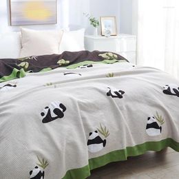 Blankets Real Cute Panda Towel Blanket Simple Summer Cotton Bedroom Sofa Air Conditioning Size King Bed Quilt200x230cm Sheet Nap