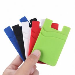 hot Sale Phe Card Holder Silice Mobile Phe Back Card Holder Elastic Wallet Stick On Adhesive C ID Soft 23BE#