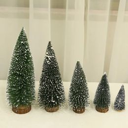 Mini Christmas Tree Pine Needle Flocking Stained White Cedar Desktop Ornaments Stereo Christmas Tree