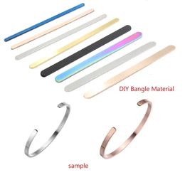 10pcsLot Mirror Polished Stainless Steel Strip Shape Bracelet Rectangle Charm Blank Stamping Tag DIY C Open Cuff Bangle 240315