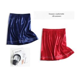 Summer Couple Silk Satin Solid Colour Sleepwear Shorts Casual Loose Home Pyjama Women Men Loungewear Sexy Sleep Bottoms Boxershor