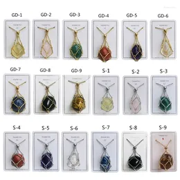 Chains Natural Crystal Stone Holder Necklace Pendant Neckchain Bamboo Joints Designed