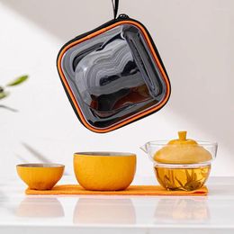 Teaware Sets Fruit Shaped Travel Ceramic Tea Set Outdoor Portable Tureen Crack Cup One Pot Or Two Cups Gaiwan