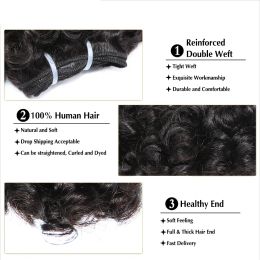 Peruvian Bouncy Curly Hair Bundles 3/6/9pcs 6inch Short Length Remy Human Hair Bundles 6PCS Can Make a Wig Double Drown AndBlack