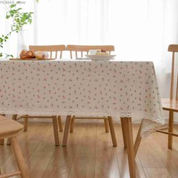 Table Cloth Polyester Linen Lace Edge Tablecloth Rectangular Tassels Dust-Proof Table Coverfor Party Kitchen Dinning Table Home Decor Y240401